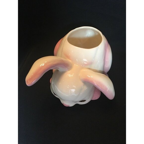 Vintage Ceramic White & Pink Bunny Planter. Hobby Piece. 7 X 3.75” - Picture 2 of 6